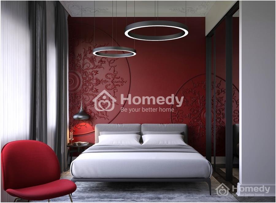 Phòng ngủ Trung Quốc mang màu sắc đỏ chủ đạo