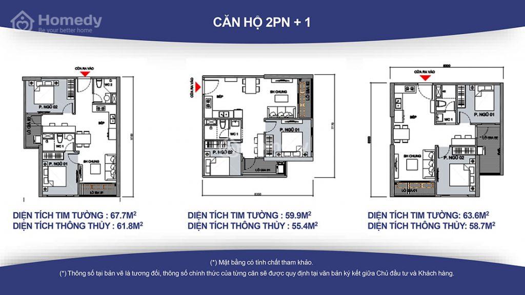 Phân loại các căn hộ 2 phòng ngủ tại Vinhomes Smart City
