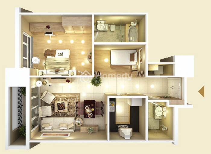 Thiết kế căn hộ 2 phòng ngủ Vinhomes Smart City