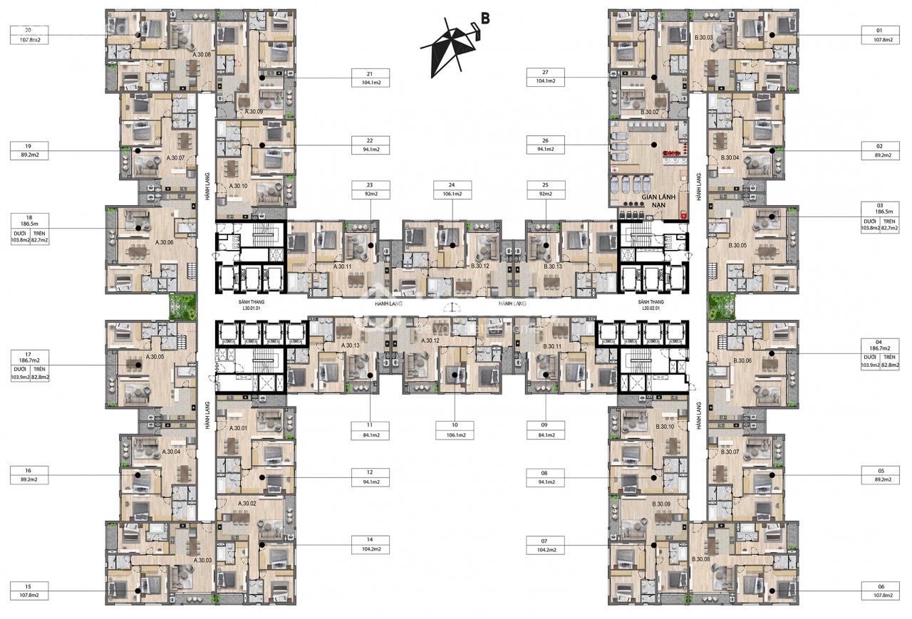 Thiết kế căn hộ 103.5m2 tại dự án The Zei Mỹ Đình