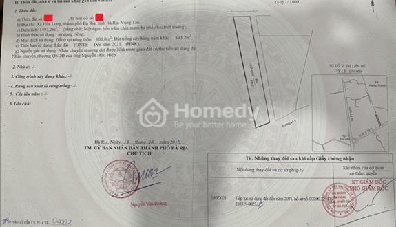 Bán đất KCN Hòa Long Bà Rịa Vũng Tàu 3 góc mặt tiền DT 1500m2 full thổ cư 100% - Ảnh 1