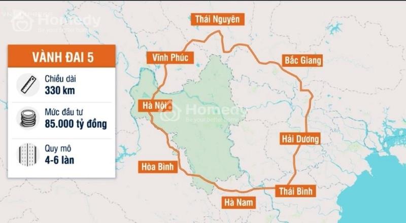 bản đồ quy hoạch đường Vành đai 5 Hà Nội