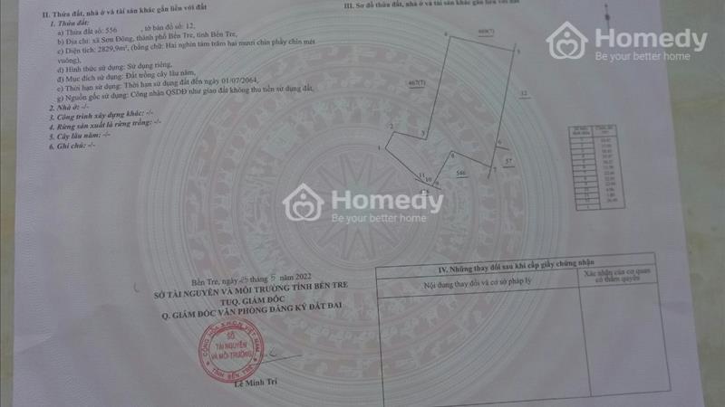 Chính chủ cần bán lô đất đẹp tại Sơn Đông - Bến Tre gần 3 công 2829.9 m2 - Ảnh 1