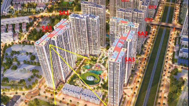 Căn 2 ngủ 2vs 59 m Sakura SA5 view nội khu bể bơi 4 mùa hồ cá koi,giá gốc cđt 2,4 tỷ - Ảnh 1