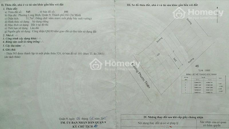 Bán đất 52m2 đường 8m hẻm 299 Phước thiện, quận 9 - Ảnh 2