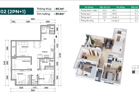 Rẻ nhất thị trường. căn 80m2 thông thuỷ, 3PN góc, dự án Phương Đông Greenhomes, giá 2.750tr bao phí