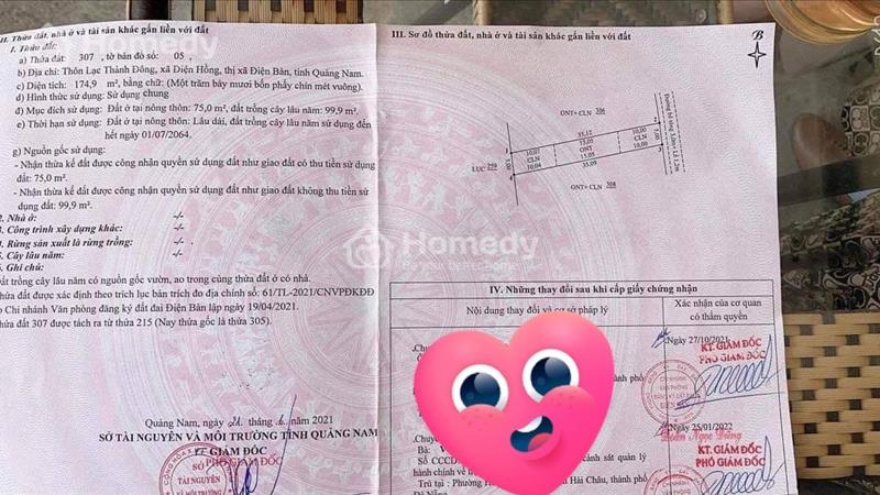 Hạ giá - Bán đất tại Huyện Điện Bàn - Quảng Nam giá 605.00 Triệu diện tích 175m2 - Ảnh 1