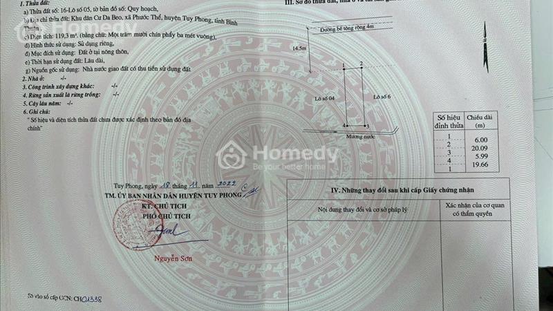 Đất nền Tuy Phong, Bình Thuận, 119m2 full thổ ngay khu dân cư 740 triệu - chính chủ 0985952253 - Ảnh 2