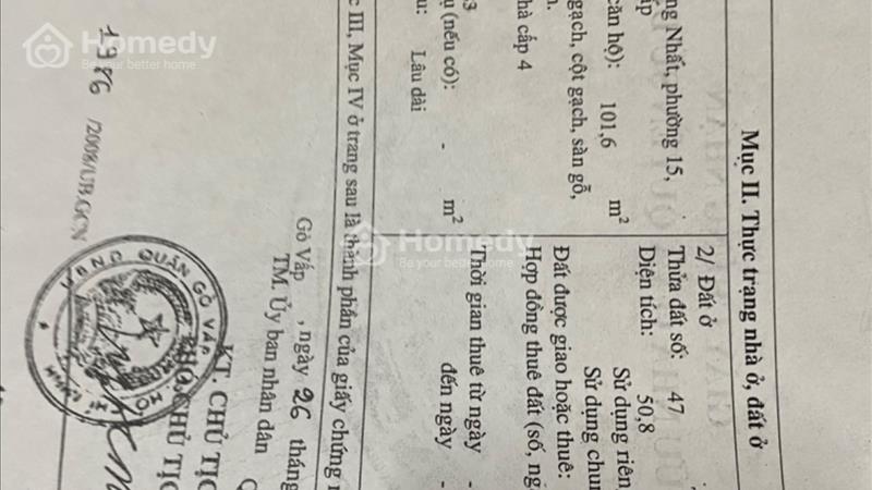 Bán nhà riêng Quận Gò Vấp - TP Hồ Chí Minh giá 4.70 Tỷ - Ảnh 1