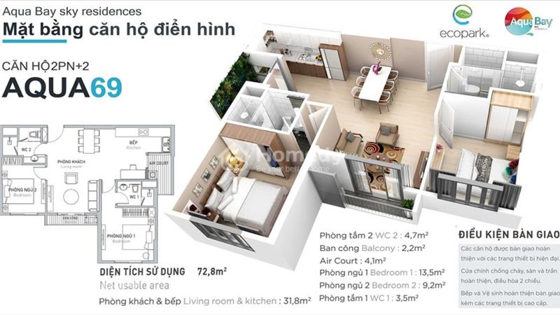 Bán căn hộ 69m2 - Tòa Lake - chung cư Aqua Bay, KĐT Ecopark - Giá tốt nhất thị trường - Ảnh 2