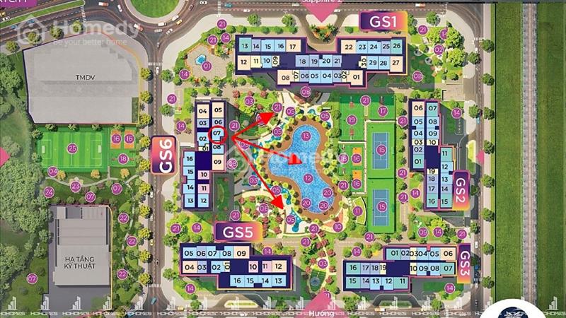 Bán căn 2PN 68m tòa GS6 hướng ĐN view bể bơi, thác nước Vinhomes Smart City chỉ 50 triệu/m2 - Ảnh 2
