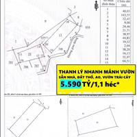 Thanh lý gấp: *5,590 ty/1,1 héc, TL*, Mảnh vườn sẵn nhà, đất thổ, ao, vườn gần Ngay Hồ Trị An, SHR