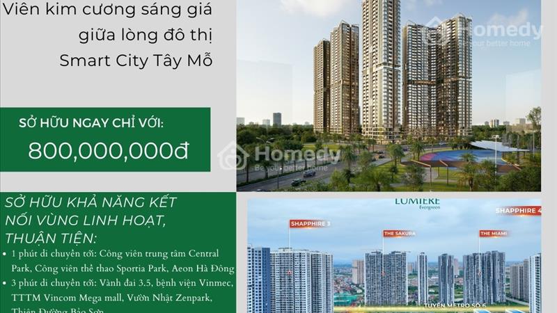 Bán căn hộ 1PN+ tại dự án Lumiere Evergreen khu đô thị Smart City - Ảnh 1