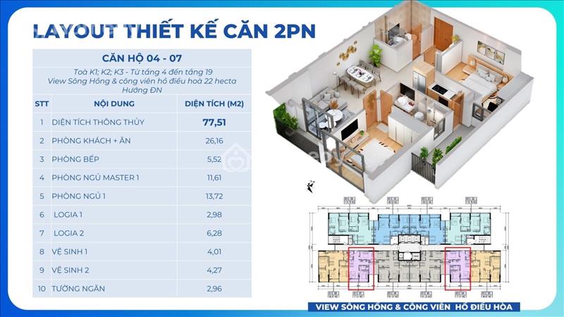 Chuyển nhượng căn hộ 77m2 ban công Đông Nam tầng đẹp Khai Sơn City chỉ 4.2 tỷ - Ảnh 1