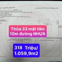 Bán nhanh giá TỐT, Sổ Riêng, 318 TRIỆU/1060m2 mặt tiền đường NHỰA, sẵn vườn MACCA và Bơ 0919830239