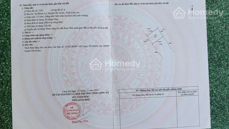 Bán gấp nền đất 137 m2, mặt tiền 10m, hướng Nam tại Xã Phước Lý - Cần Giuộc - Long An, thỏa thuận - Ảnh 1