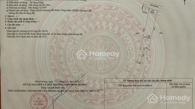 Chính chủ gởi Bán Lô Đất Thành Phố Bến Cát- Đường Hoà Lợi 007 Đi vào - Ảnh 1