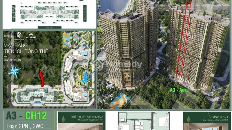 CĂN 2PN toà A3 - CK15% Chỉ 3,85 tỷ. Full nội thất cao cấp và slot để xe tại LUMIERE smart city. - Ảnh 1