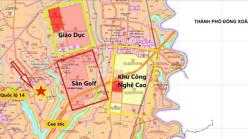 Đất sát trường học, sân GOLF 240 ha, khu công nghệ cao xã Minh Thắng Chơn Thành Bình Phước. - Ảnh 1