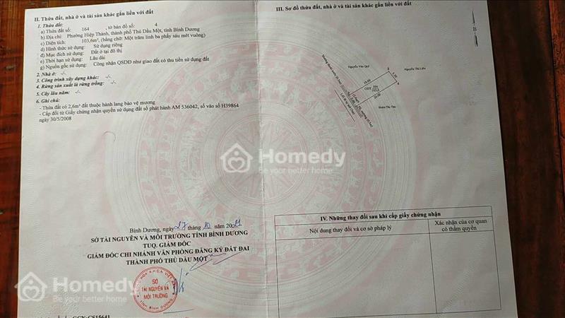 Cần bán nhanh lô đất tại phường Hiệp Thành 1, TP Bình Dương , Giá cực tốt - Ảnh 1