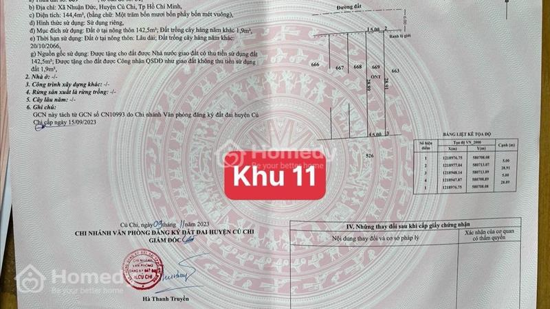 Chủ ngợp bán xã  lô đất ở Nhuận Đức Củ Chi , 144m2 , công chứng ngay Lh : 0972720903 - Ảnh 3