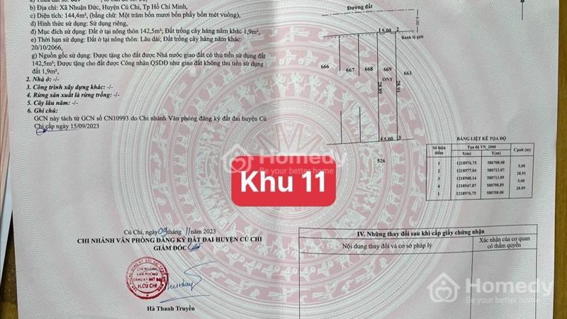 Chủ ngợp bán xã  lô đất ở Nhuận Đức Củ Chi  DT: 144m2 , công chứng ngay Lh : 0931430215 - Ảnh 3