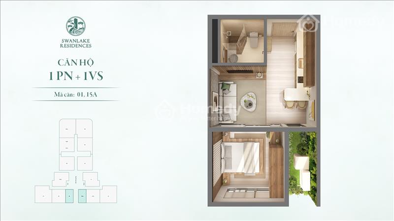 Bán căn hộ 1PN - chung cư Khoáng nóng Ecopark, đủ nội thất cơ bản - Giá chỉ 1 tỷ 750 - Ảnh 1