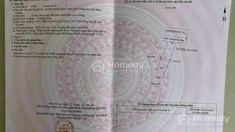 Bán lô đất nền 215 m2 tại Đường Chòm Sao - Hưng Định - Thuận An - Bình Dương, giá 6 tỷ - Ảnh 1