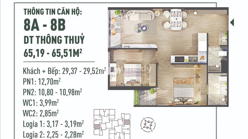 Bán căn View đẹp nhất có Giá thấp nhất The Fibonan, căn 65m2 2PN chiết khấu khủng 9% - Ảnh 1