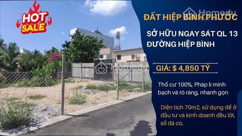 Bán gấp lô đất Hiệp Bình Phước giá rẻ - công chứng ngay ! Giá 100% mua đứt - Ảnh 1
