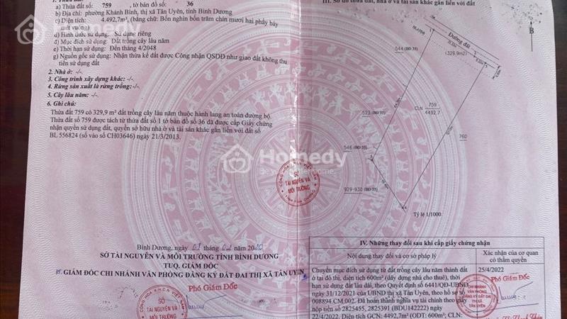 Chính Chủ Cần Bán Đất Tân Uyên (Bình Dương) Đường 12m, Có 1200m Thổ Cư, Giá tốt - Ảnh 5