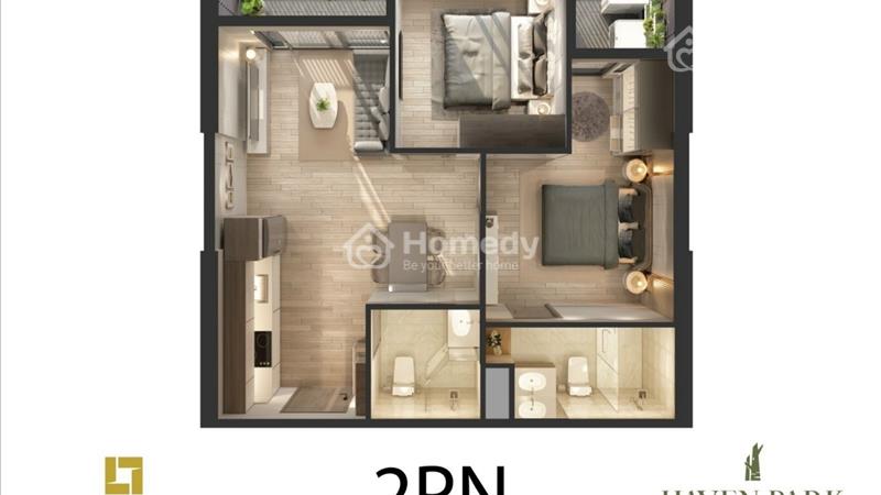 Bán căn hộ 2 ngủ 2 vệ sinh - chung cư Haven Park Ecopark - Hướng mát - giá chỉ 2 tỷ 5xxxx - Ảnh 1