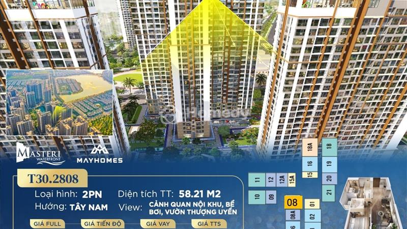 Bán nhanh căn góc 2PNWC tầng 28, giá ~3,3 tỷ của CDT Masteri - Vinhomes Ocean Park  - Ảnh 1