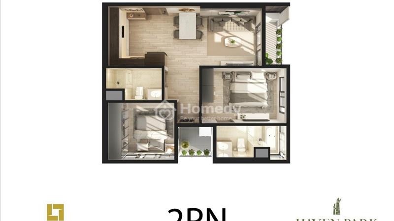 Bán căn hộ 2 ngủ 2 vệ sinh , 68m2 sử dụng - view Đảo - Chung cư Haven Park ECopark - Giá chỉ 3,1xxx - Ảnh 2