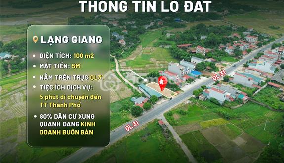 Hàng tuyệt chủng - 100m2 full thổ cư, 2 mặt tiền, trung tâm của các KCN Lạng Giang, Bắc Giang - Ảnh 1