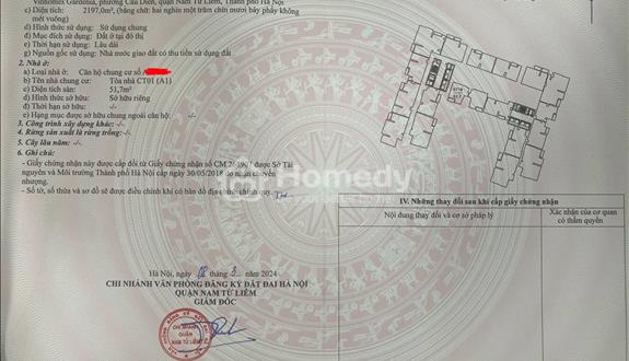 Chính chủ cần bán căn hộ 52m tòa A1 - Vinhomes Gardenia, Hàm Nghi, Hà Nội. - Ảnh 1