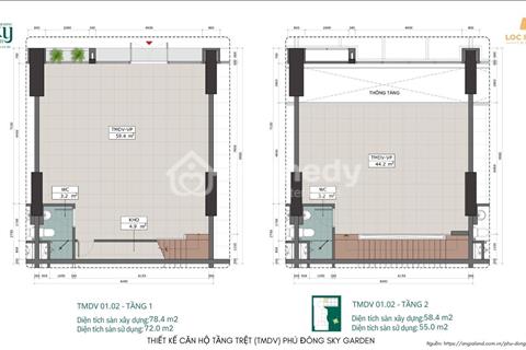 8 căn Shophouse Phú Đông Sky Garden  2 tầng - Chiết khấu 10% Giá rẻ SHR lâu dài vào KD ngay 