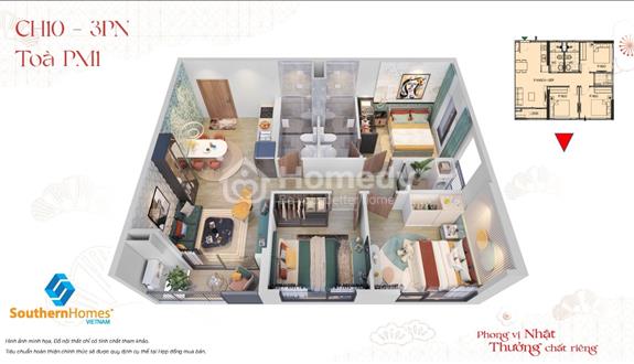 Căn góc - 3 PN – Đông Nam -73m2 - tầng trung- Vinhomes Thanh Hóa - 3 tỷ full nội thất 0373.772.207. - Ảnh 1