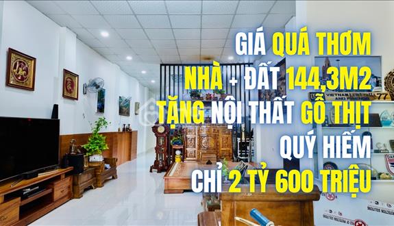 Bất Ngờ Nhà Vườn FULL Nội Thất GỖ THỊT 144.3m2 chỉ 2 TỶ 600TR Vào Mê Ngay ở Phước Đồng Nha Trang - Ảnh 1