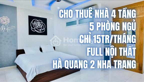 Chú CHỦ cần Cho THUÊ nhà 4 Tầng 5 Phòng Ngủ Full Nội Thất chỉ 18TR/Tháng KĐT Hà Quang 2 Nha Trang - Ảnh 1