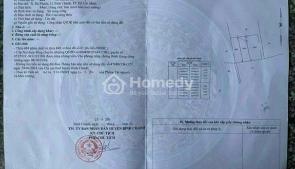 Đất thổ cư 84m(4 x17m) đường Đa Phước,Bình Chánh , xe hơi. Gần chợ Phú lạc - Ảnh 1