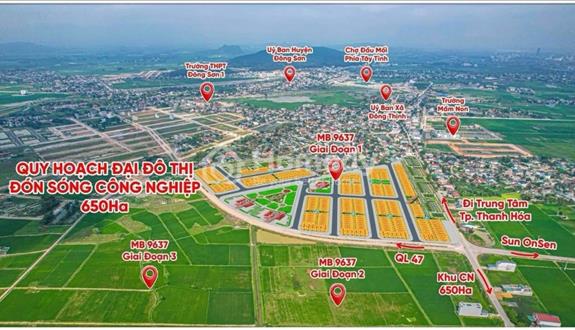 Siêu rẻ, lô 120m2 khu đô thị 9637 TP Thanh Hóa bên cạnh KCN Thăng Long 650ha giá 1, x tỷ - Ảnh 1