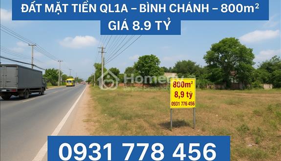 Bán mảnh đất thổ siêu hot 800m2 Quốc Lộ 1A - Bình Lợi - Bình Chánh 8.9 tỷ, SHR - Xd tự do - Ảnh 1