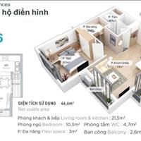 Bán 1PN+1 46m2 sử dụng - Tòa Lake, chung cư Aqua Bay Ecopark - Giá 3 tỷ 180