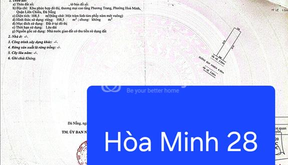 💥bán đất đường hoà minh 28 - dt: 108,5m2 - ngay nguyễn sinh sắc - Ảnh 1
