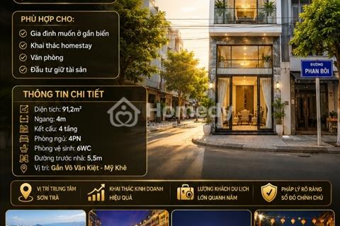 Bán nhà 4 tầng đường Phan Bôi, Sơn Trà, gần biển Mỹ Khê, diện tích 91,2m²