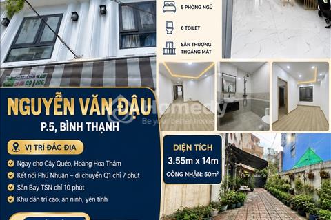 Nhà đẹp HXH Nguyễn Văn Đậu, 50m2 đất xây 5 tầng kiên cố, ngang 3,55m dài 14m