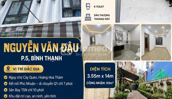 Nhà đẹp HXH Nguyễn Văn Đậu, 50m2 đất xây 5 tầng kiên cố, ngang 3,55m dài 14m - Ảnh 1