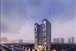 Phối cảnh tổng thể dự án Helios Tower trong ánh sáng đẹp mê hồn của buổi chiều tà.