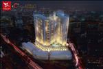 Khu phức hợp The Pegasuite được thiết kế hiện đại nổi bật tại quận 8 ngay cả lúc về đêm.